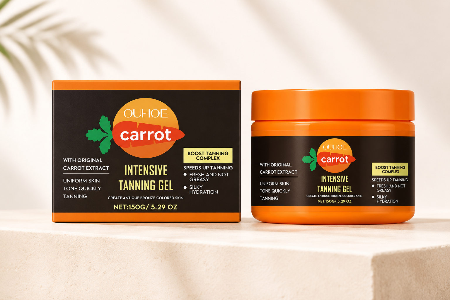Carrot Extract Sunless Tanning Gel, Self Tanning Gel, Deep Moisturizing & Hydrating Body Gel, Body Care Product for Women & Men