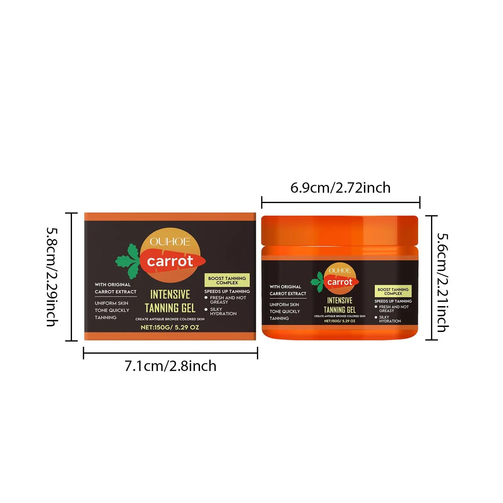 Carrot Extract Sunless Tanning Gel, Self Tanning Gel, Deep Moisturizing & Hydrating Body Gel, Body Care Product for Women & Men
